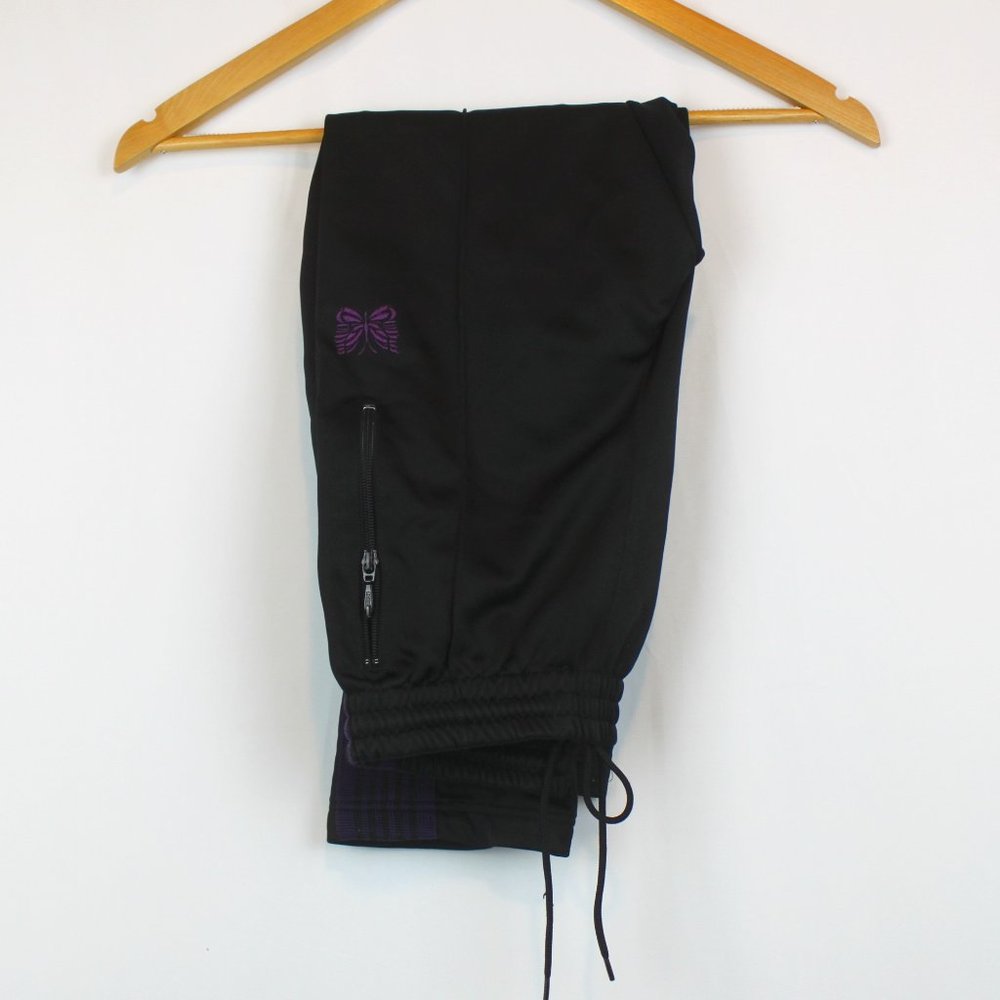 Needles S Black & Purple Stripe Drawstring Track Jogging Pants